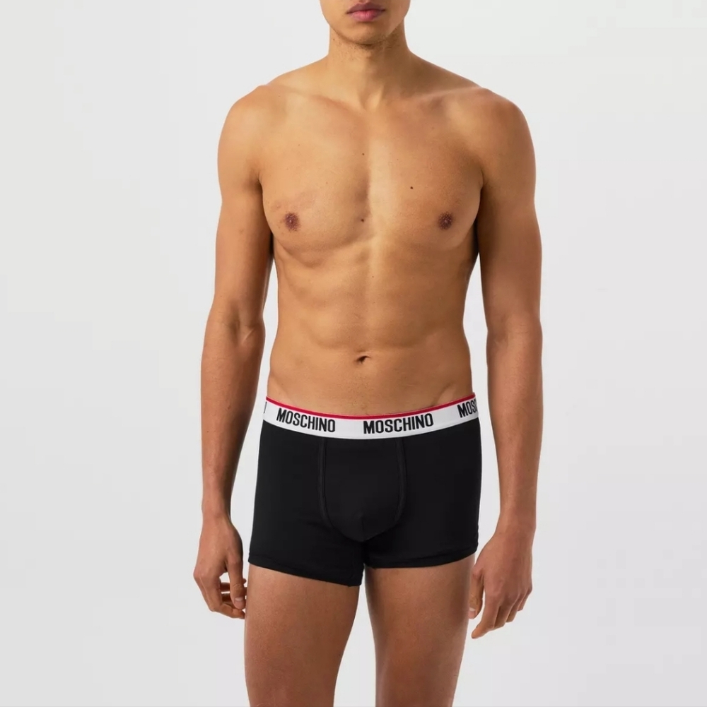 Moschino Men's Cotton Logo Waistband Boxer Briefs Medium New Black